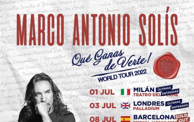 Marco Antonio Solis a Milano nel 2022 per una tappa del “Que Ganas De Verte World Tour”