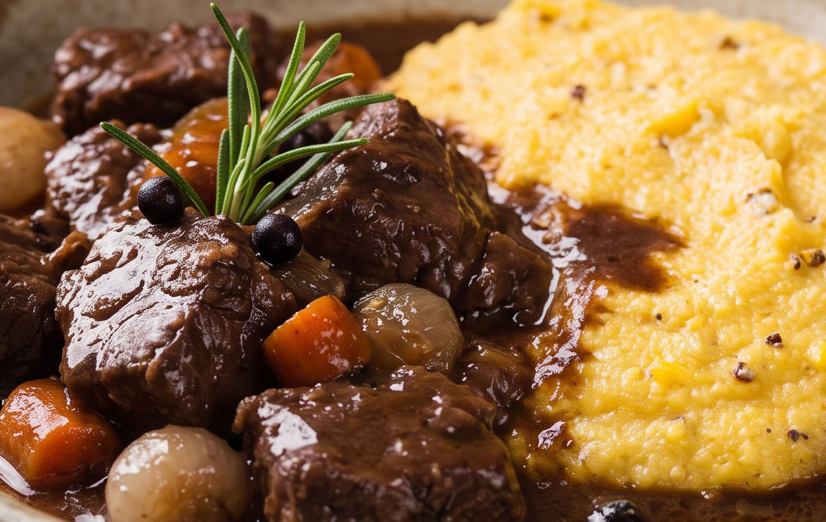 Stufato di cervo con polenta