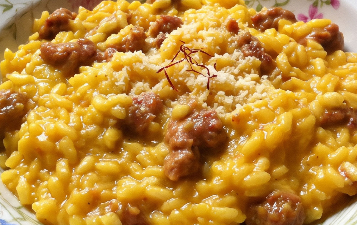Risotto con zafferano e salsiccia